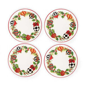 MACKENZIE-CHILDS Deck The Halls Salad Plates 7.5" Set of 4 New